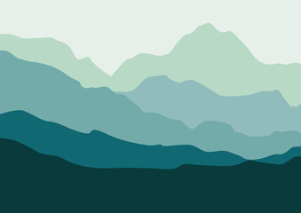 Landscape nature panorama. Vector illustration in flat style.