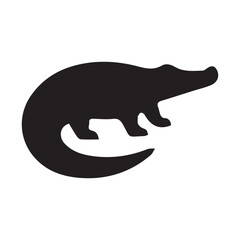 Minimalist crocodile logo on a white background