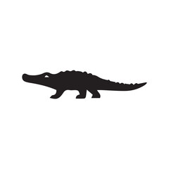 Minimalist crocodile logo on a white background