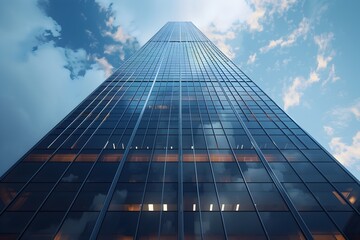 Fototapeta premium Majestic Skyscraper Reaches for the Heavens:A Striking Architectural Masterpiece