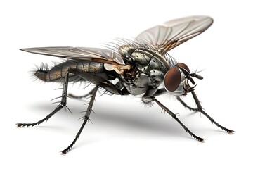 Fototapeta premium A fly with its legs spread out and its mouth open, as if in mid-scream.