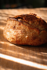 Sourdough bread details sunset light golden hour