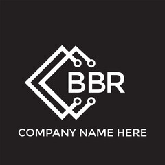 Obraz premium BBR letter technology logo design on black background. BBR creative initials letter IT logo concept. BBR setting shape design 