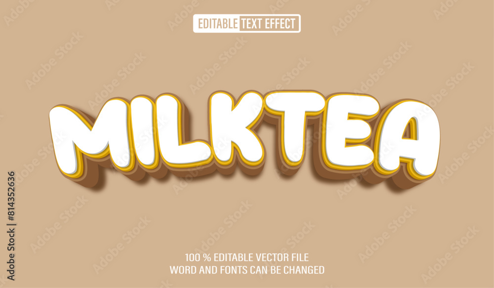 Poster editable 3d text style effect - milktea text effect template