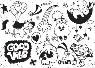 Hand Drawn Cute and Whimsical Doodle Collection.