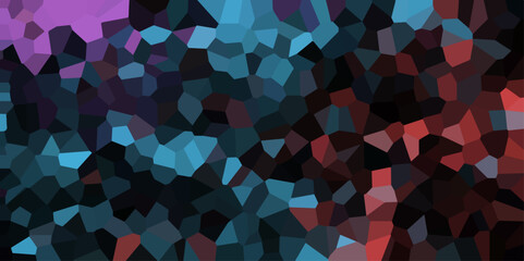 Dark Multicolor Broken Stained Glass Background with dark lines. Voronoi diagram background. Seamless pattern with 3d shapes vector Vintage Illustration background. Geometric Retro tiles pattern