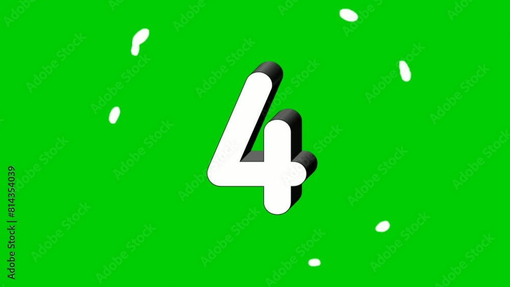 Poster 3d number 4 four sign symbol animation motion graphics icon on green screen background,the number re