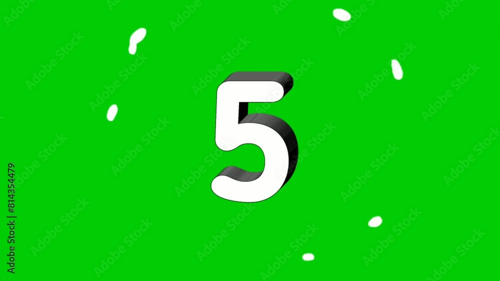Poster 3d number 5 five sign symbol animation motion graphics icon on green screen background,the number re