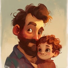 Un padre abrazando a su pequeño con pelo rizado