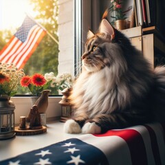 A cat sitting on a window sill harmony lively has illustrative meaning has illustrative meaning illustrator.