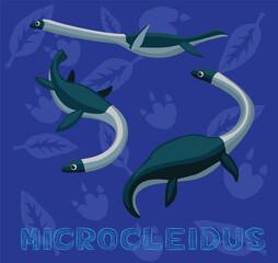 Sea Monster Dinosaur Microcleidus Cartoon Vector Illustration