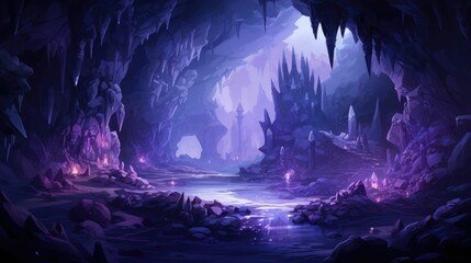Fototapeta premium flat design front view crystal caverns water color vivid