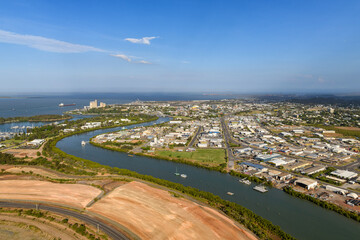 Auckland creek with Gladstone harbour in the distance, gladstone, queensland