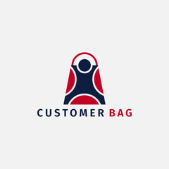 Shopping bag logo in the shape of a person. Suitable for online shop businesses and bag manufacturers.