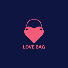 Heart shaped shopping bag logo. Suitable for online shop businesses and bag manufacturers.