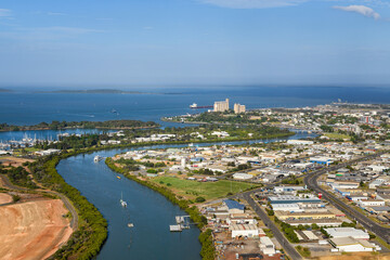 Auckland creek with Gladstone harbour in the distance, gladstone, queensland