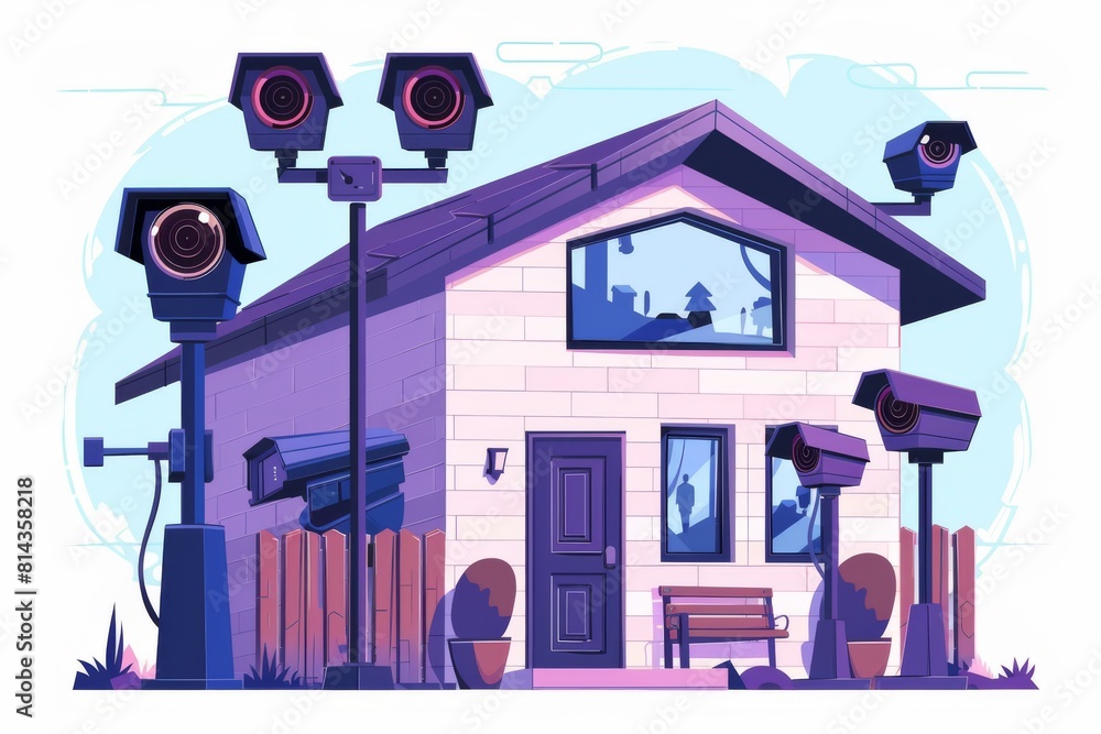 Poster The foundation of digital platforms for camera protection includes using fence alarms and data transmission for enhanced security.