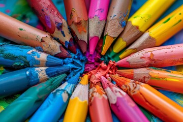 Obraz premium Crayons gripped in determined fists, bringing vibrant visions to life