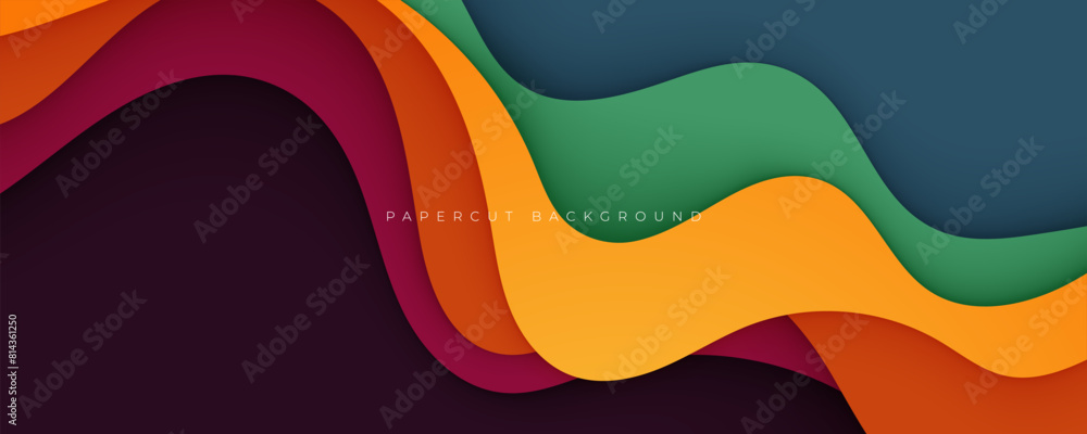 Poster papercut background with colorful layers decorative design vector