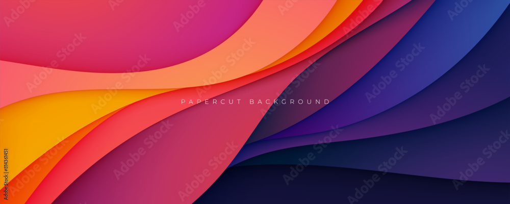 Poster papercut background with colorful layers decorative design vector