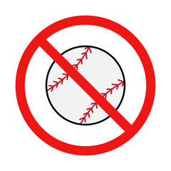 No Baseball Sign on White Background