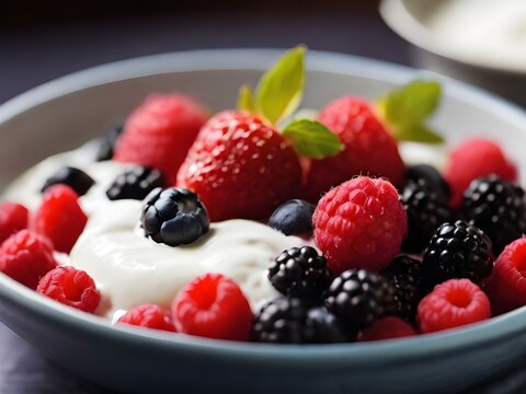 Yogurt berries in a bowl