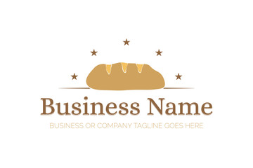 Bakery Logo with Bread Loaf Illustration and Stars
