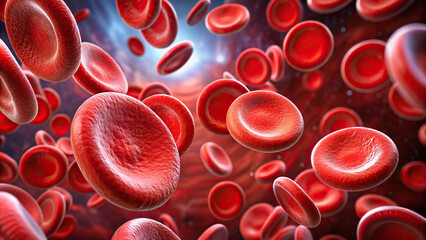 Artistic representation of red blood cells in motion