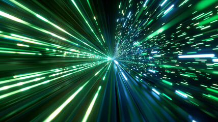 Green light beams speeding in tunnel effect