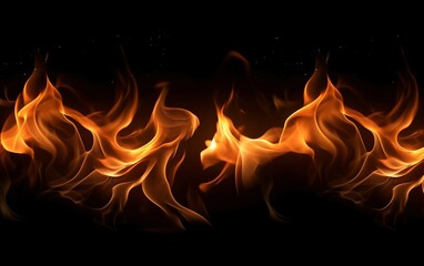 Fototapeta premium Flame burning fire black background wallpaper
