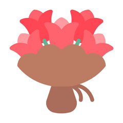 Bouquet Icon With Flat Color Style