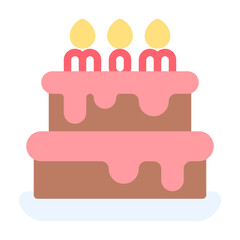 Cake Icon With Flat Color Style