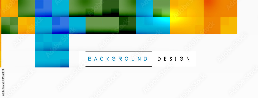 Poster Colorfulness abounds in this graphic design featuring rectangles of electric blue, patterned in parallel on a white background. A vibrant display for office application software or branding purposes