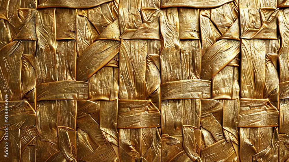 Poster rich gold texture with a woven basket pattern, creating a unique and intricate background.