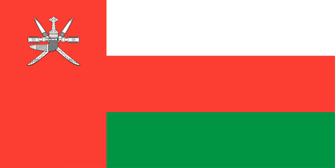 The flag of Oman. Flag icon. Standard color. Vector illustration.	
