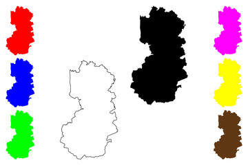 Bad Tolz-Wolfratshausen district (Federal Republic of Germany, rural district Upper Bavaria, Free State of Bavaria) map vector illustration, scribble sketch Bad Tolz Wolfratshausen map