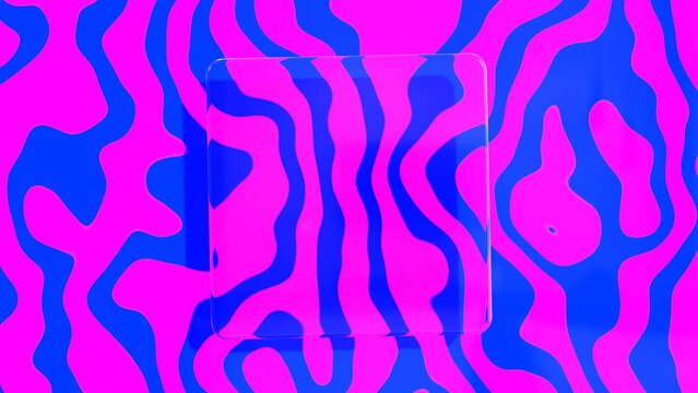 a pink and blue zebra print pattern with glass shape loop animation