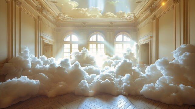 room lot clouds comme des garcon campaign breathtaking conceptual installation heaven purity imagining blissful fate