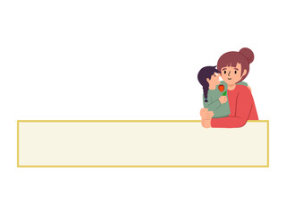 Mother Holding Daughter Frame Background
