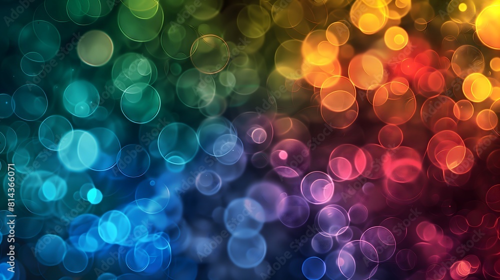 Poster colorful background with many different colored circles. the circles are of various sizes and are sc