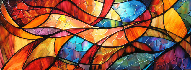 Colorful stained glass abstract art is designed for wall abstract paintings.