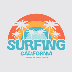 Obraz premium California surfing beach Illustration typography for t shirt, poster, logo, sticker, or apparel merchandise