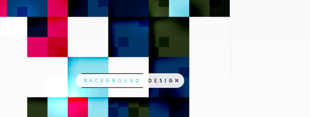 A vibrant pattern of squares in tints and shades of electric blue on a white background. The design exudes symmetry and parallel lines, perfect for a brand logo