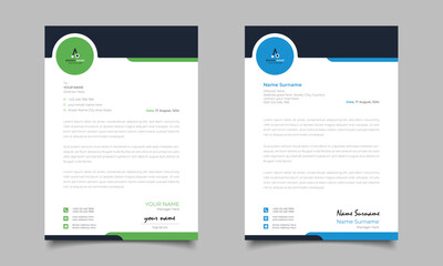 Green And Blue Modern Business Letterhead Simple Clean Template Design