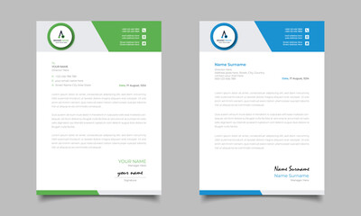 Green And Blue Modern Business Letterhead Simple Clean Template Design