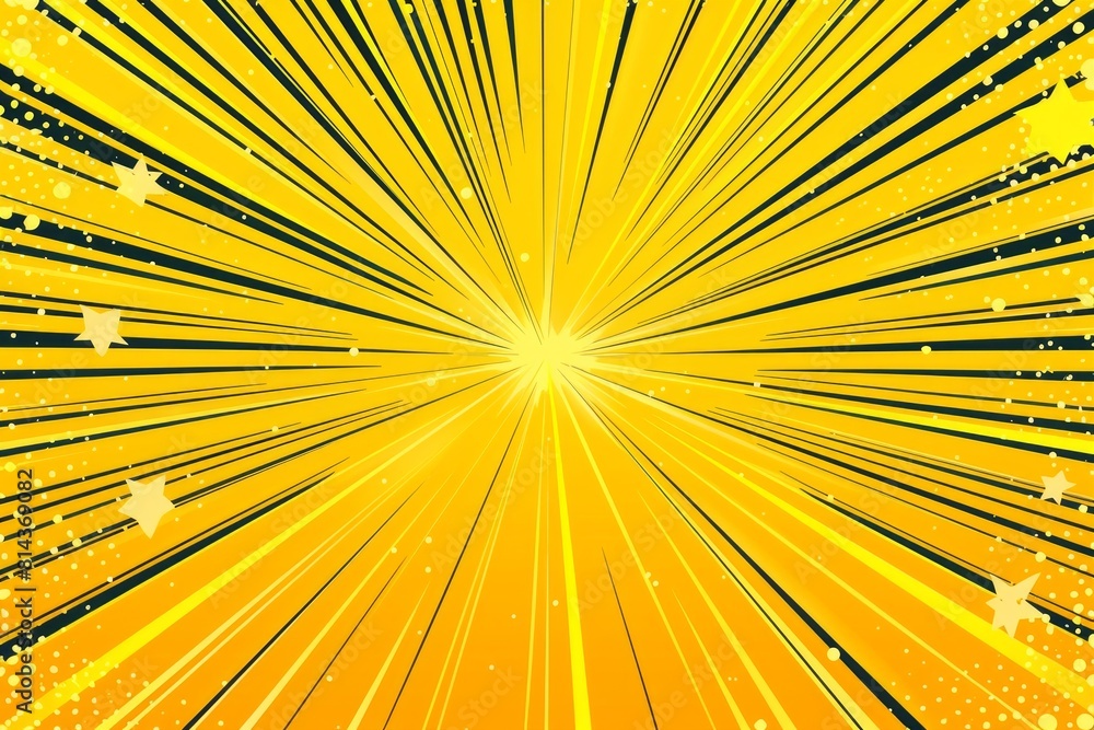 Poster background of yellow rays with sparkles and space for text