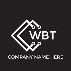 WBT letter technology logo design on black background. WBT creative initials letter IT logo concept. WBT setting shape design
