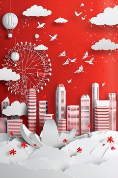 3D Vector gradient singapore national day illustration, State singapore national day, Graphic for design element.