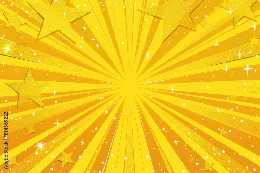 Poster background of yellow rays with sparkles and space for text