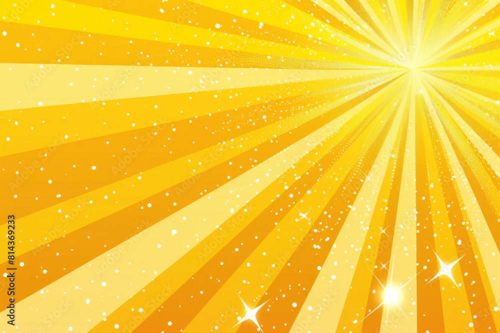 Poster background of yellow rays with sparkles and space for text